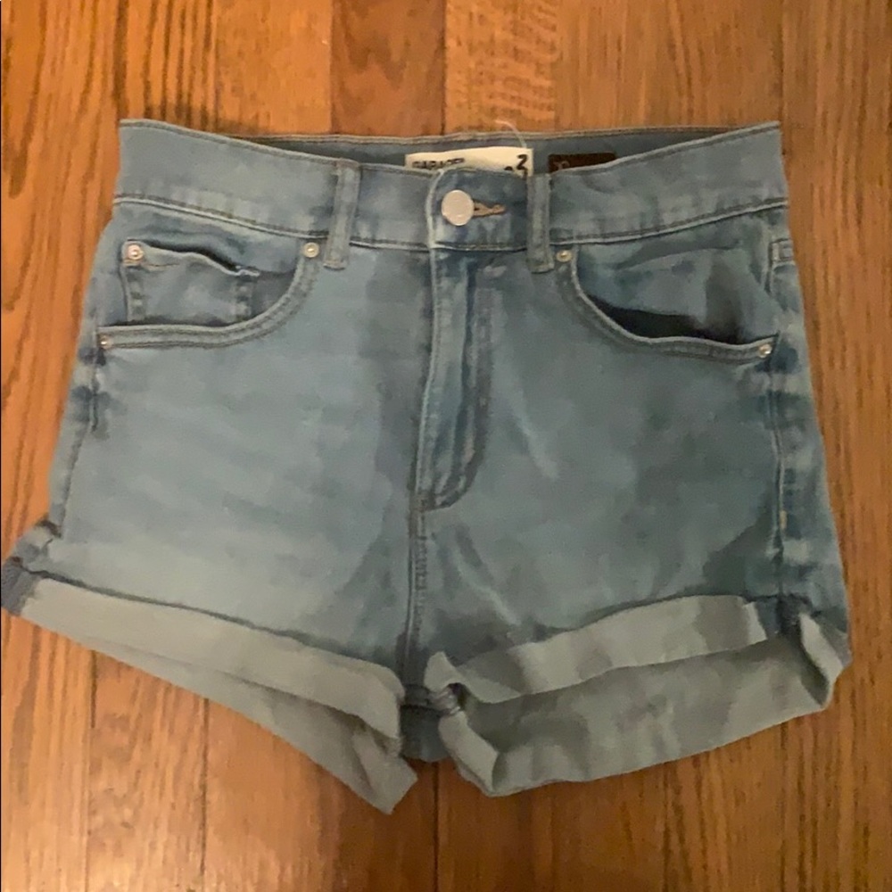 garage high-waisted light wash shorts